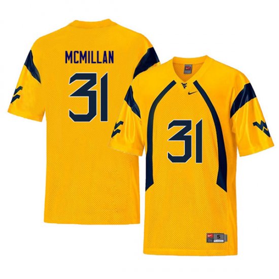 Men's West Virginia Mountaineers NCAA #31 Jawaun McMillan Yellow Authentic Nike Retro Stitched College Football Jersey OJ15I45QW